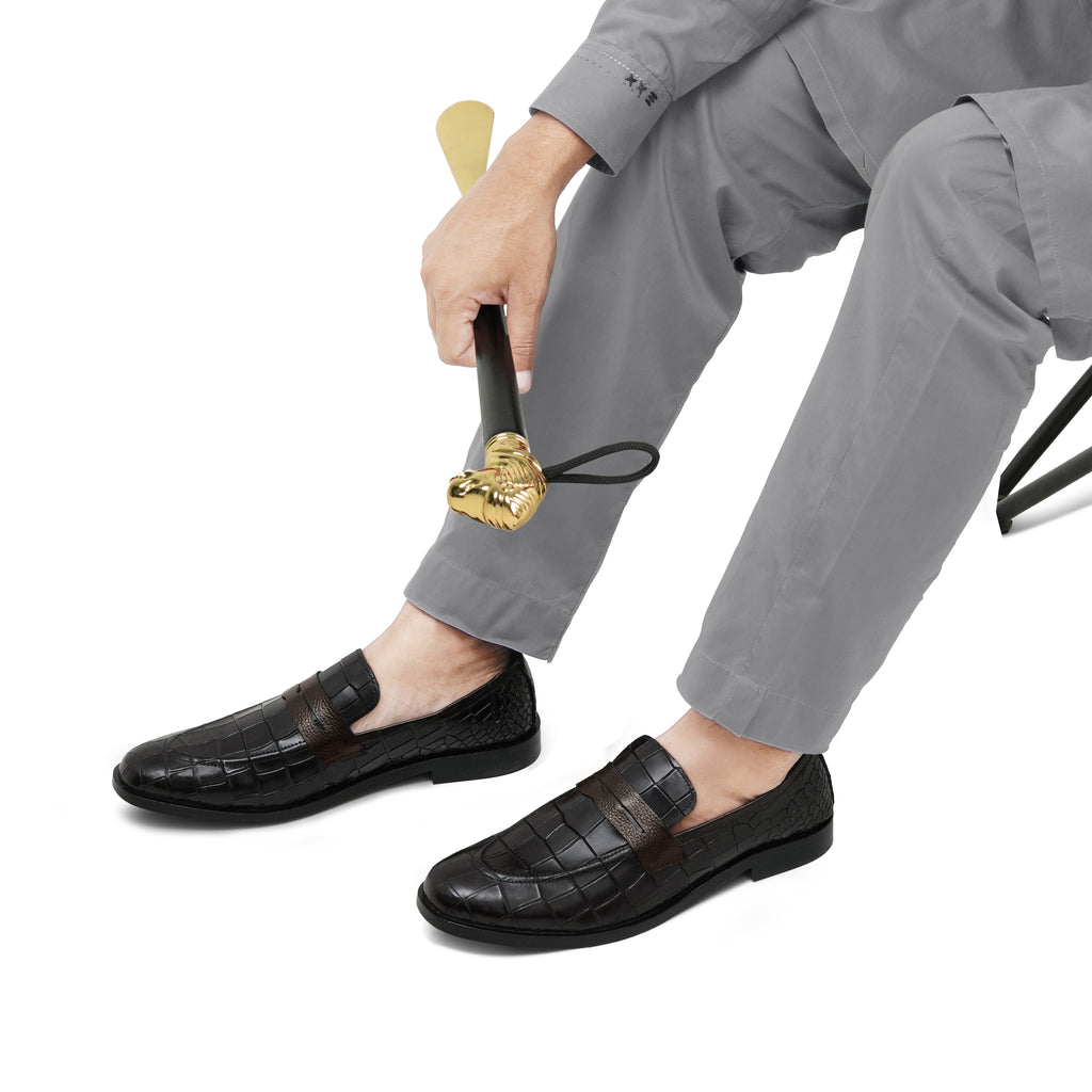Croco Penny Leather Black