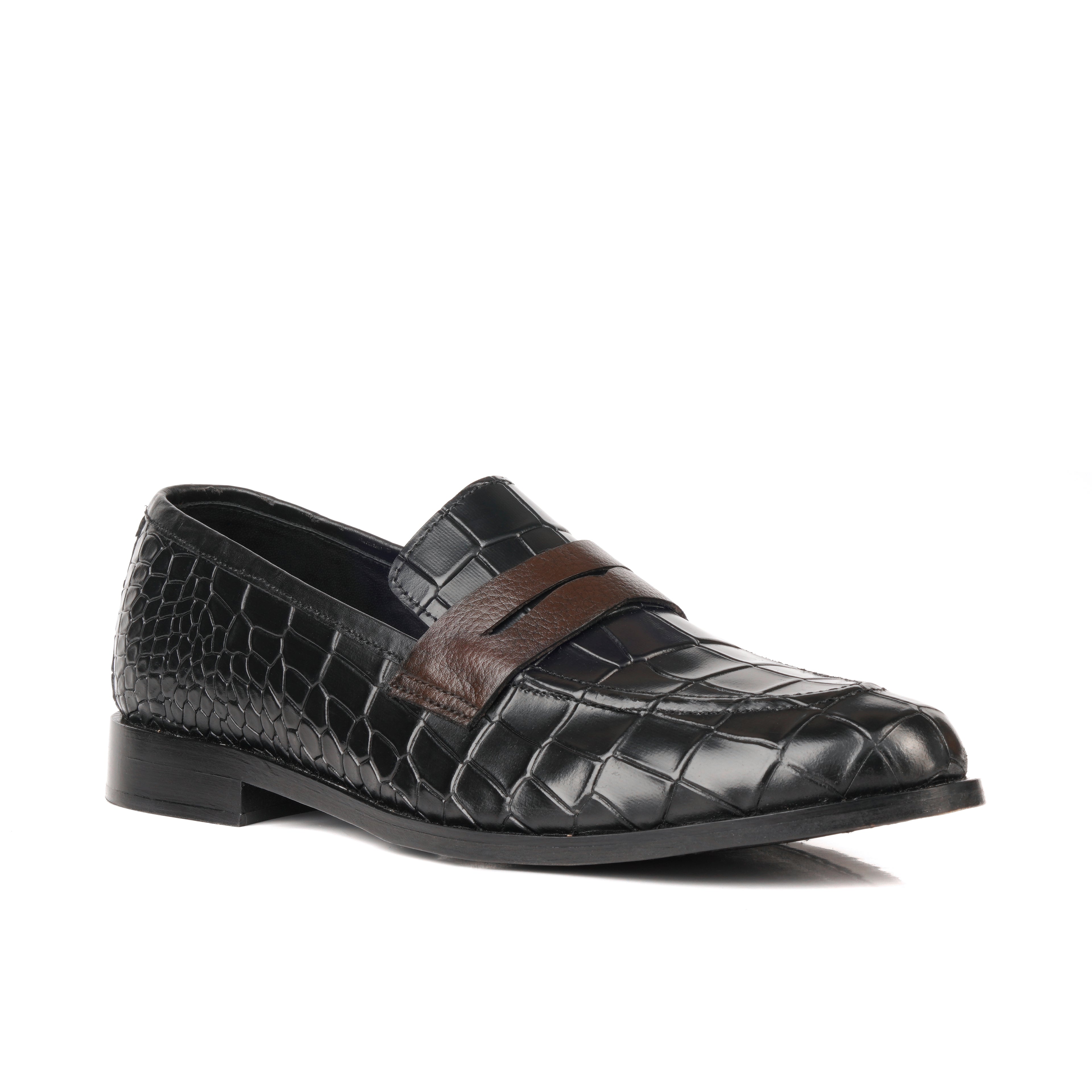 Croco Penny Leather Black