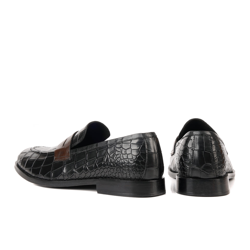 Croco Penny Leather Black