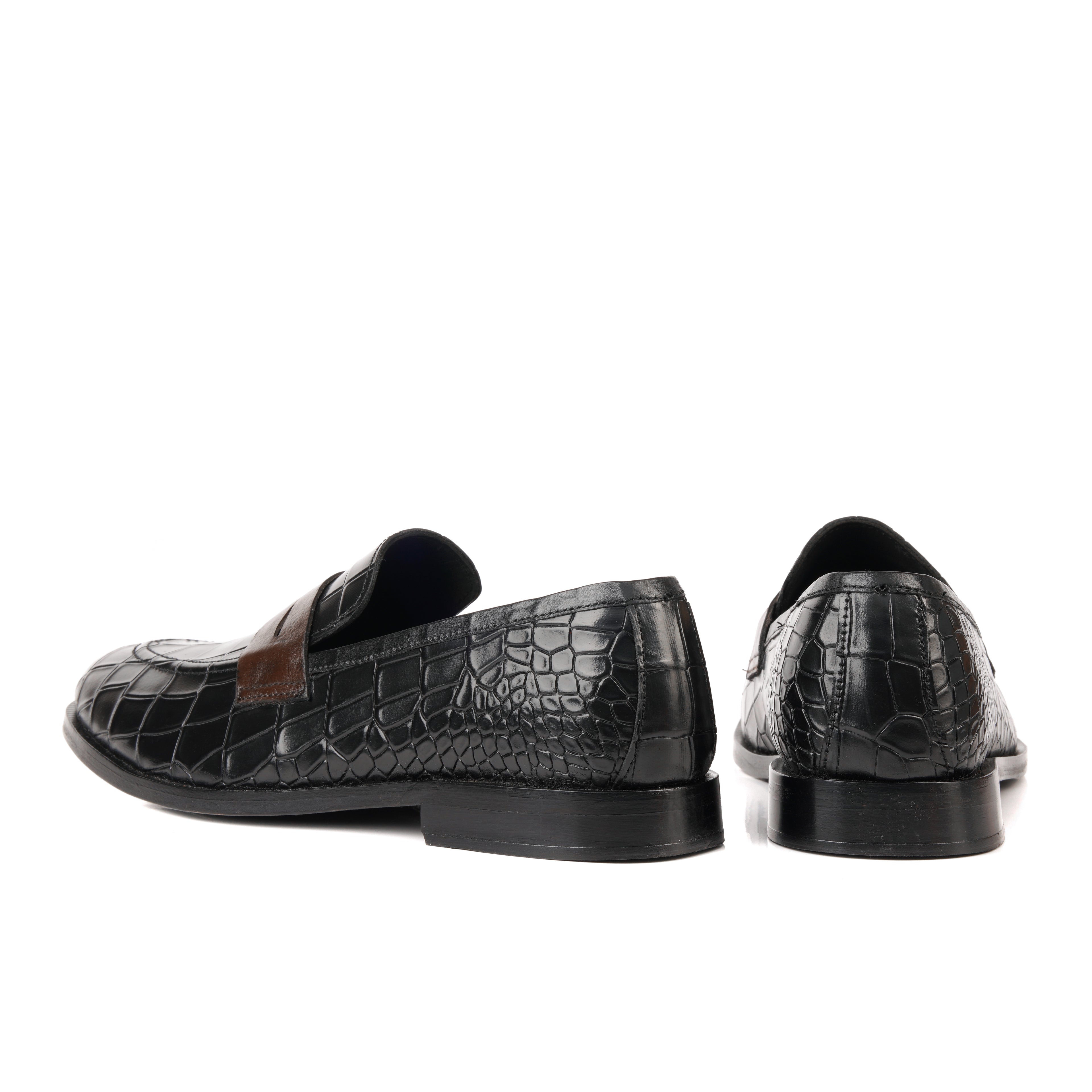 Croco Penny Leather Black