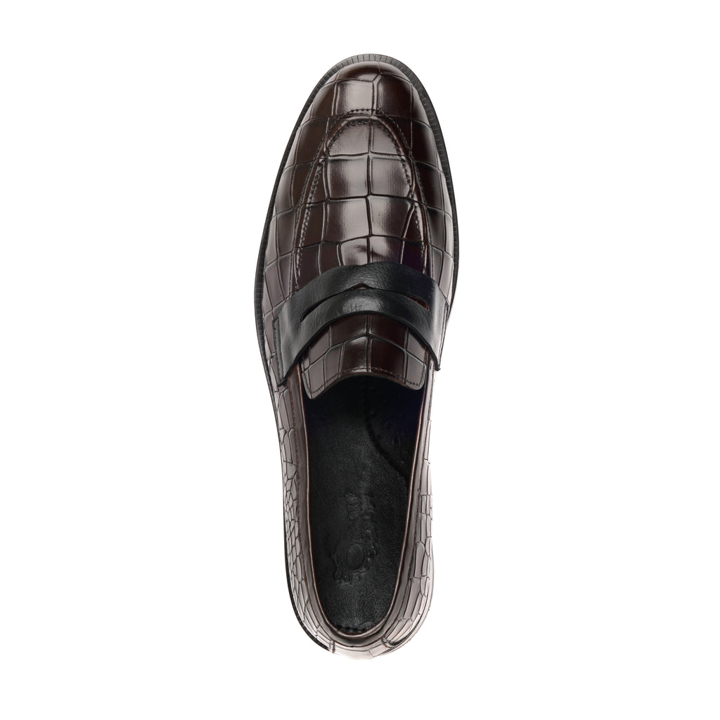 Croco Penny Leather Brown