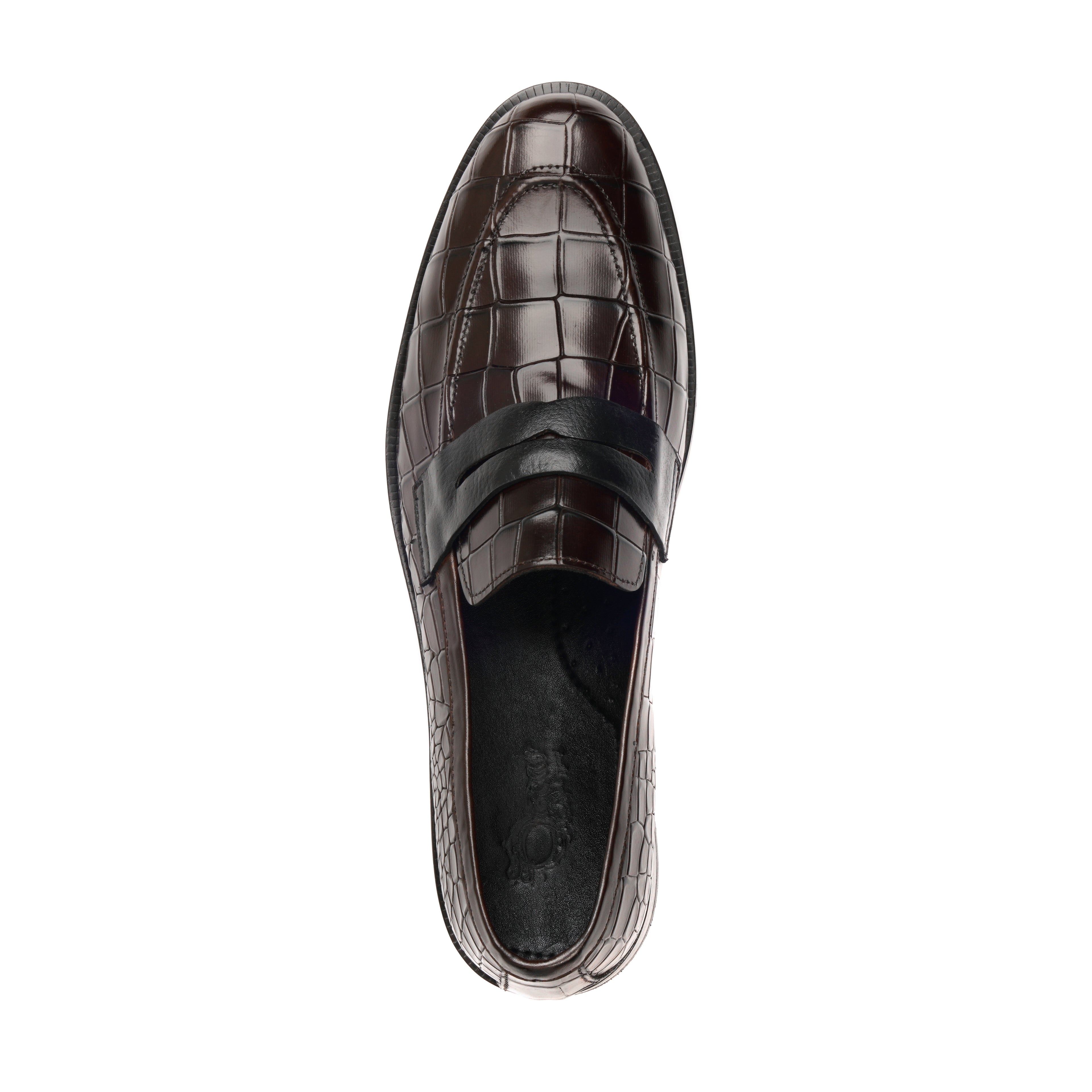 Croco Penny Leather Brown