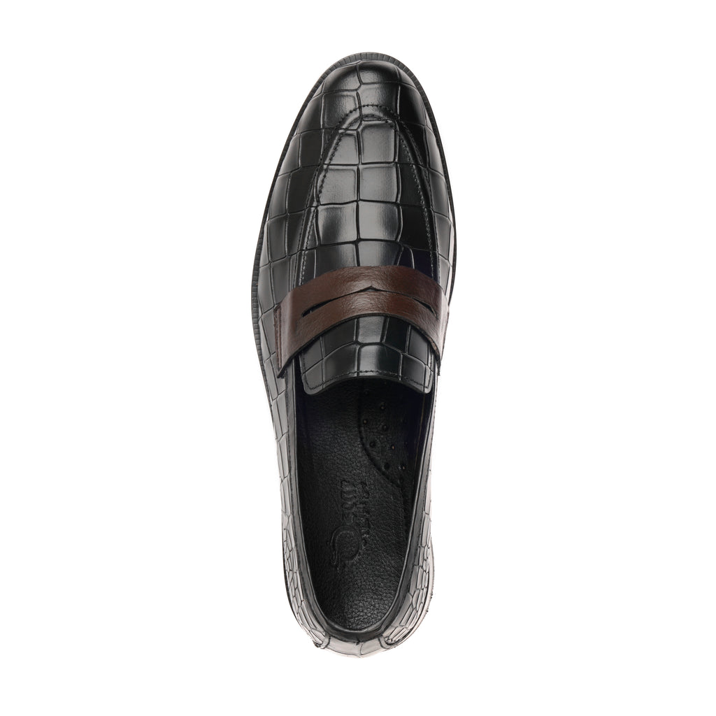 Croco Penny Leather Black