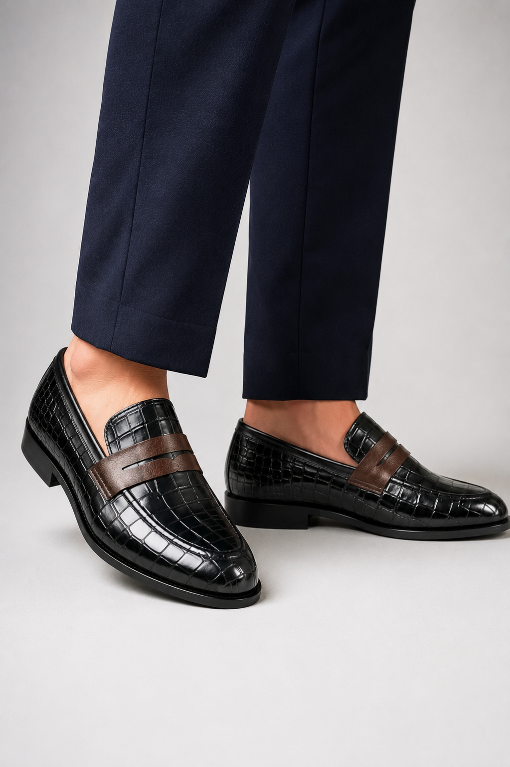 Croco Penny Leather Black