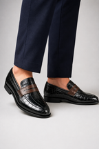 Croco Penny Leather Black